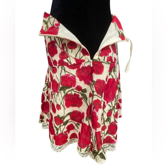 Anna Sui Silk Blend Floral Poppy Mini Skirt size 2 - Picture 8 of 9